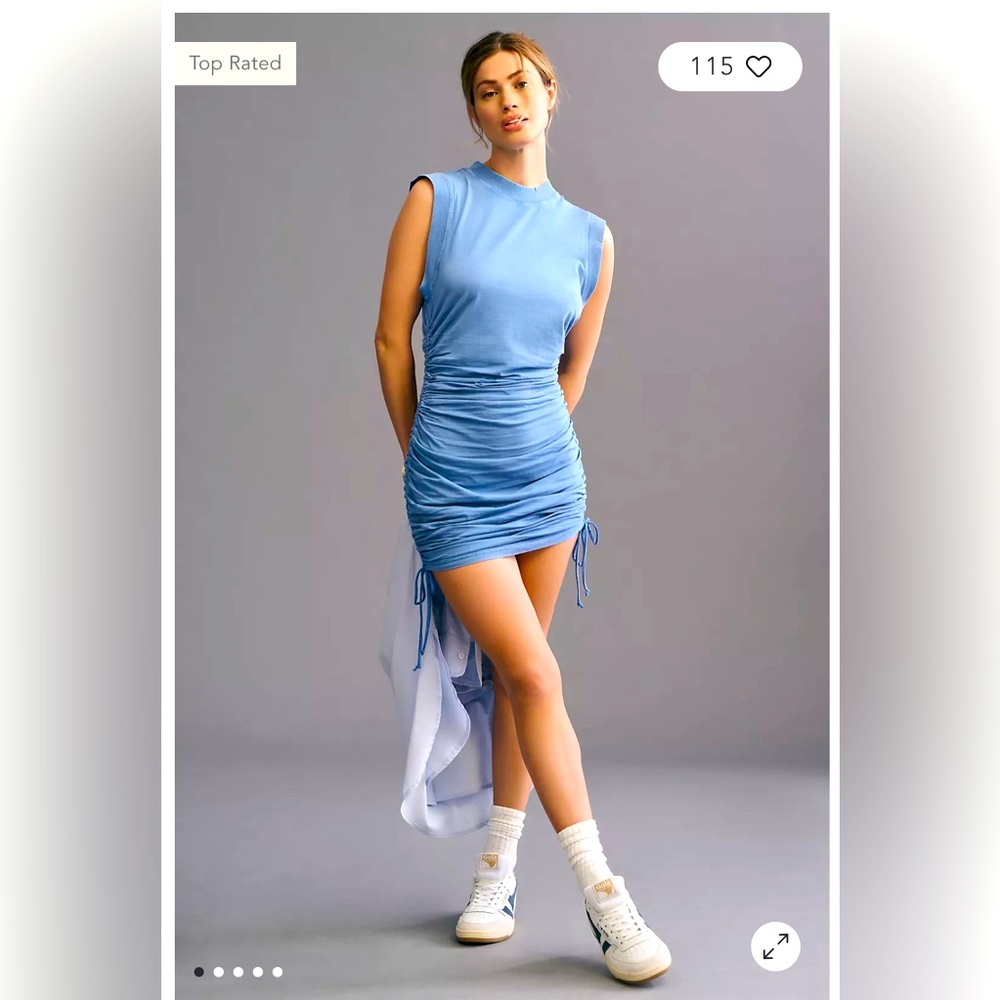 NWT Daily Practice by Anthropologie Sleeveless Ruched Mini Dress